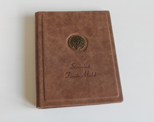 Stammbuch "Lebensbaum" aus Büffelleder,  DIN A5, braun